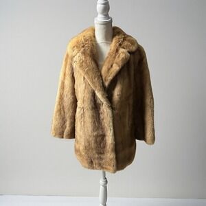 Vintage Albrechts Genuine Honey Mink FurnSwing Coat Mid Century M/L